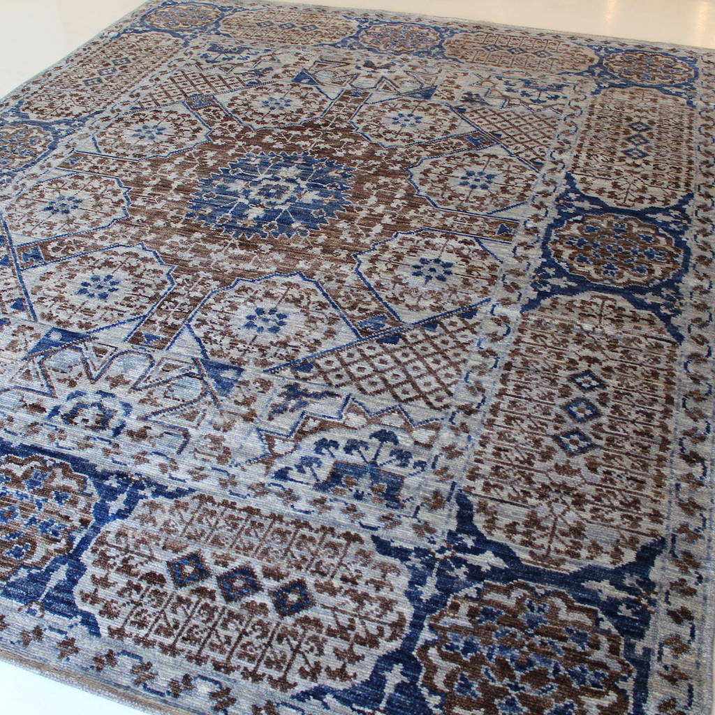Traditional brown blue rug